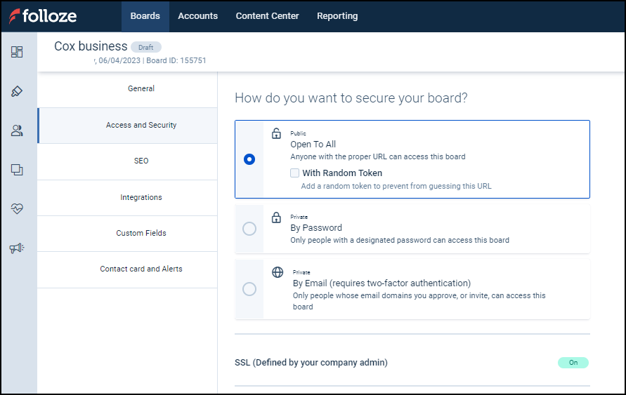 Image of the Access and Security page